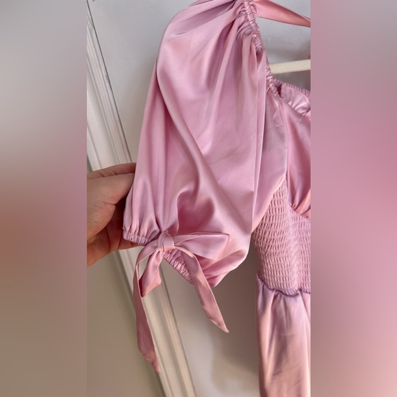 Rose babydoll lace trim romper - Picture 4 of 7